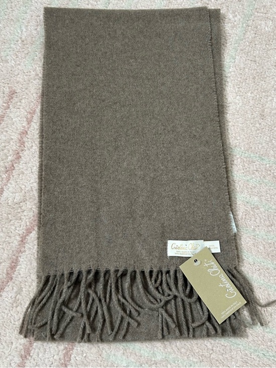 Cristina Chiti Accessories - NWT Cristina Chiti Soft 100% Cashmere Taupe Fringe Scarf Made in Italy Fall Gift